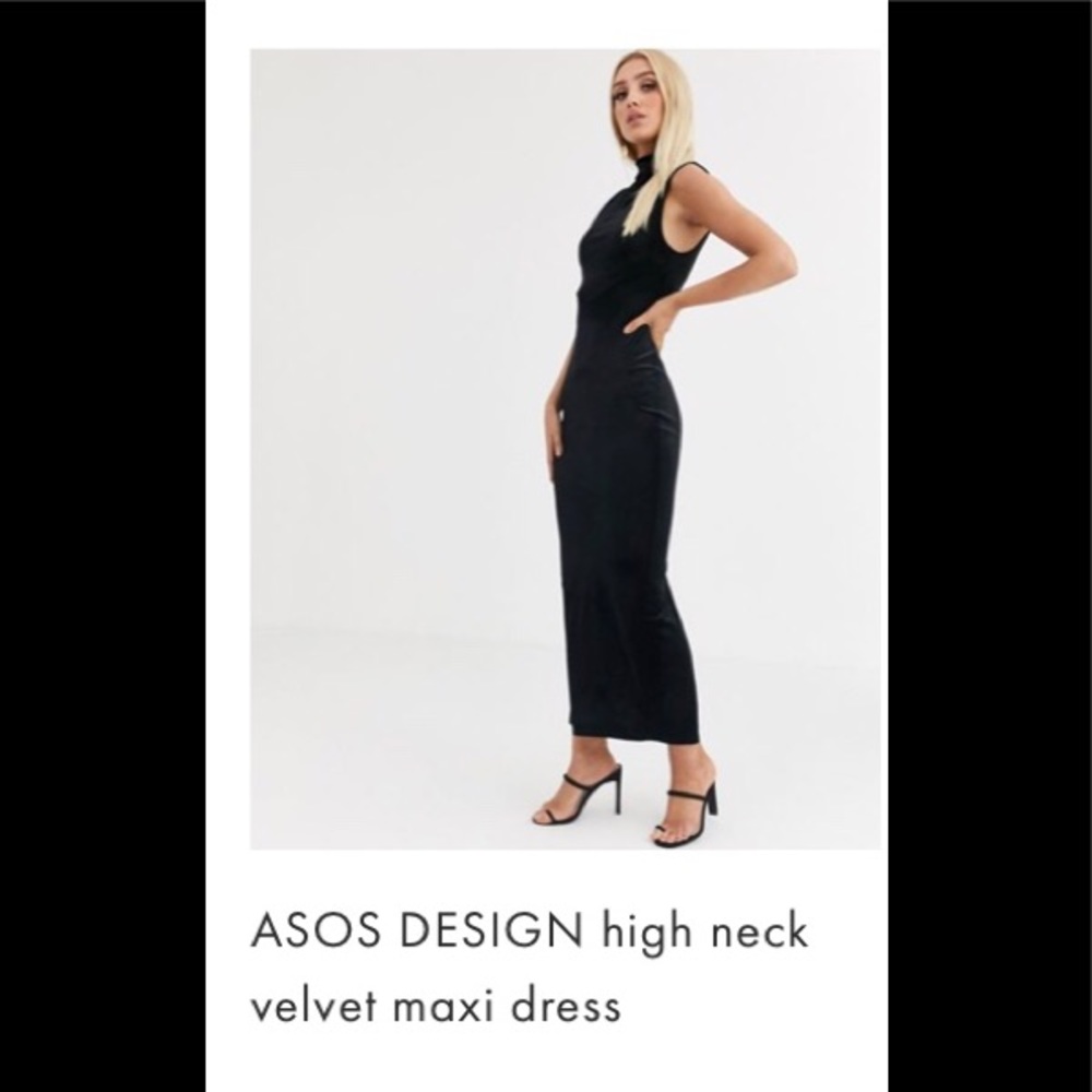 High neck velvet column maxi dress
